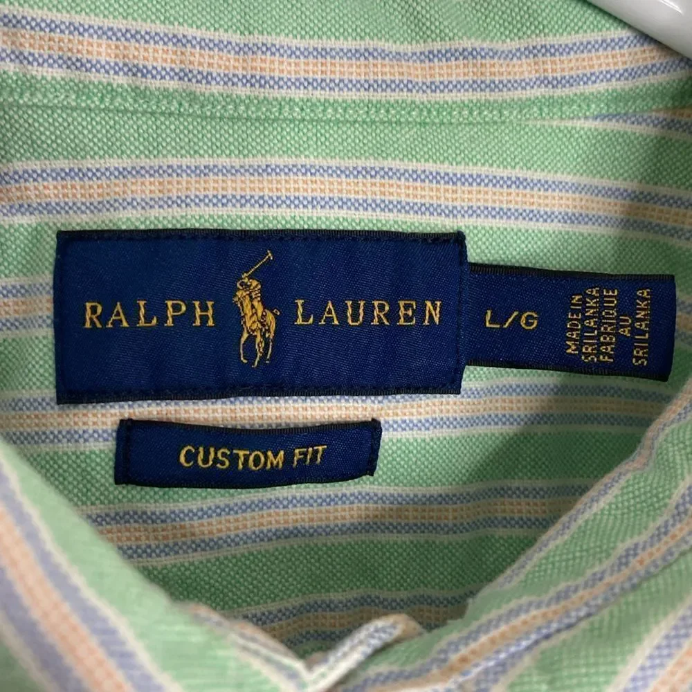 RALPH LAUREN Boy’s 100 Cotton Button Down Striped Shirt Size L